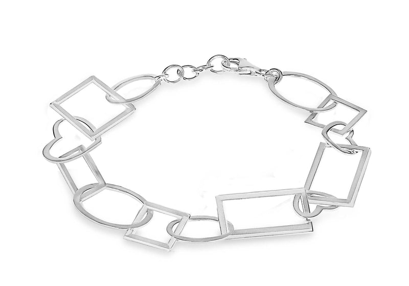 Sterling Silver Multi CutoCut Shape Bracelet 19m/7.5"9
