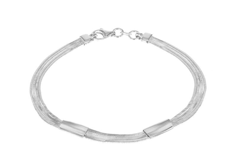Sterling Silver 4-Strand Snake Chain Bracelet 19m/7.5"9