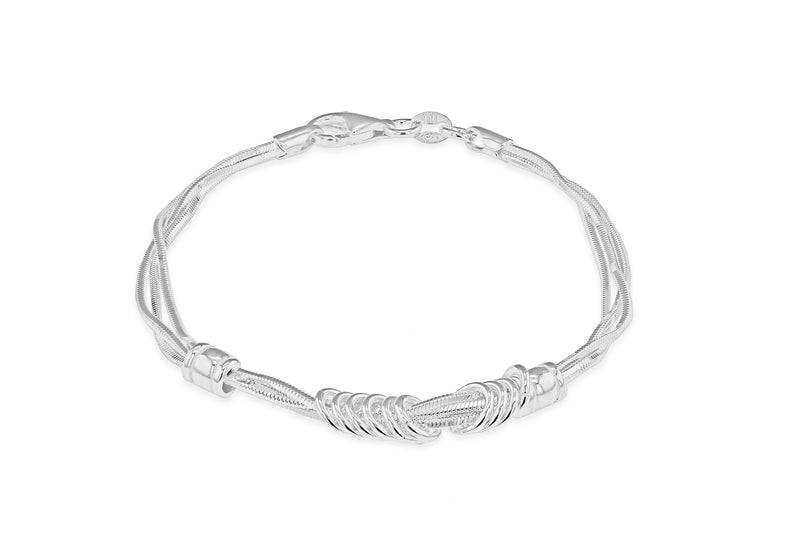 Sterling Silver Polished Rings Square Snake Chain Bracelet 18m/7"9
