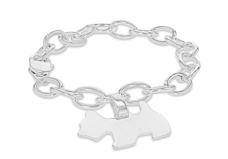 Sterling Silver Sottish Terrier Charm Belcher  Chain Bracelet 19m/7.5"9