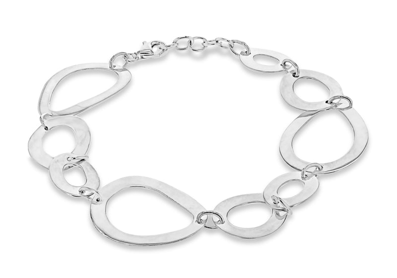 Sterling Silver Organic Oval Link Adjustable Bracelet