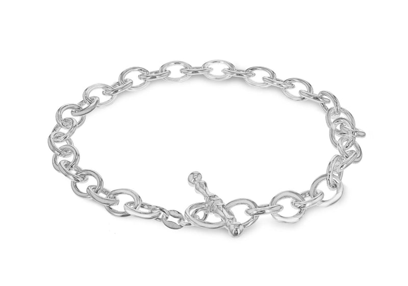 Sterling Silver Belcher  Chain T-Bar Bracelet 20m/8"9