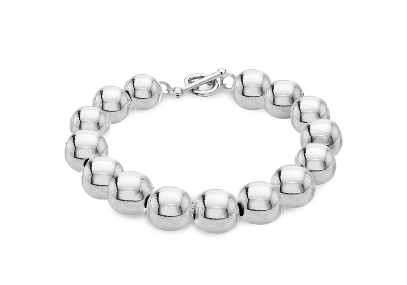 Sterling Silver 12mm Ball T-Bar Bracelet 20m/8"9