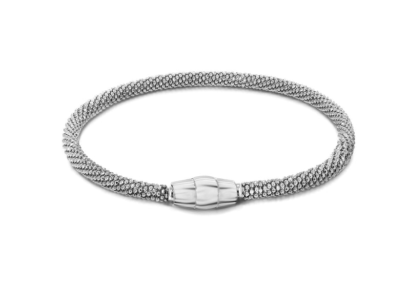 Sterling Silver Rhodium Plated Sparkle Magnetic  Bracelet 19m/7.5"9