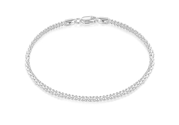 Sterling Silver 250 Poporn Chain Bracelet 19m/7.5"9