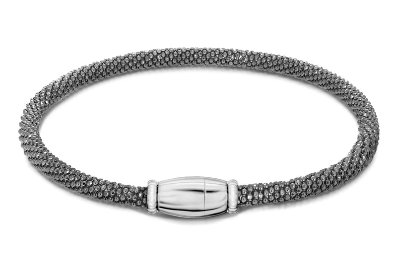 Sterling Silver RCutalite Black Sparkle Magnetic  Bracelet 19m/7.5"9
