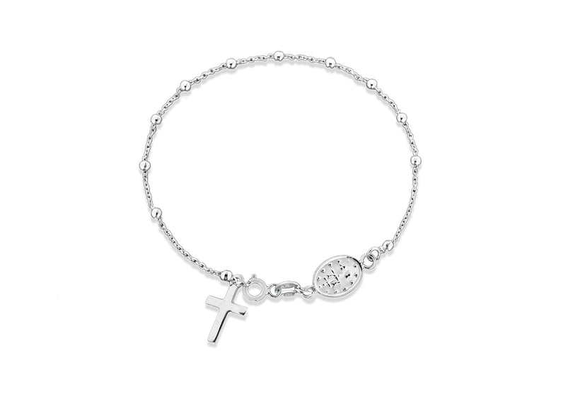 Sterling Silver Rosary Bracelet 18m/7"9