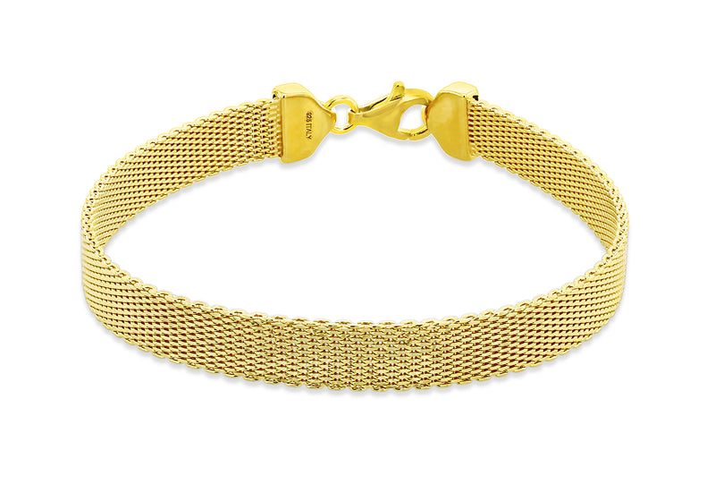 Yellow Gold Plated Sterling Silver Diamond Cut Reversible Bracelet