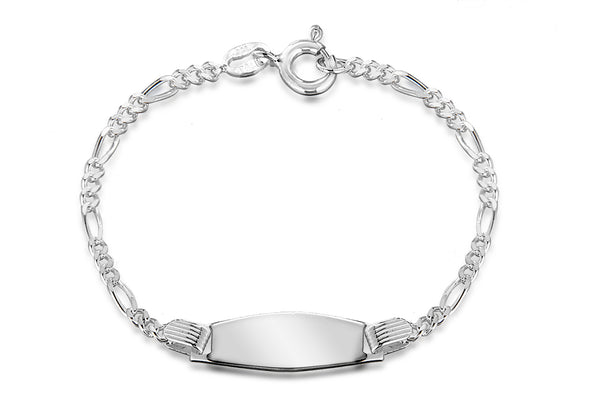 Sterling Silver 20mm x 6.8mm Figaro Child's ID Bracelet 12.75m/5"9