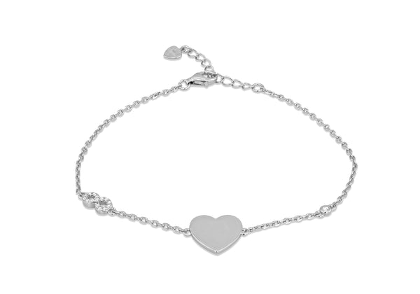 Sterling Silver White Zirconia Infinity Heart Bracelet