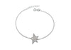 Sterling Silver Rhodium Plated Zirconia  Star Bracelet 19m/7.5"9