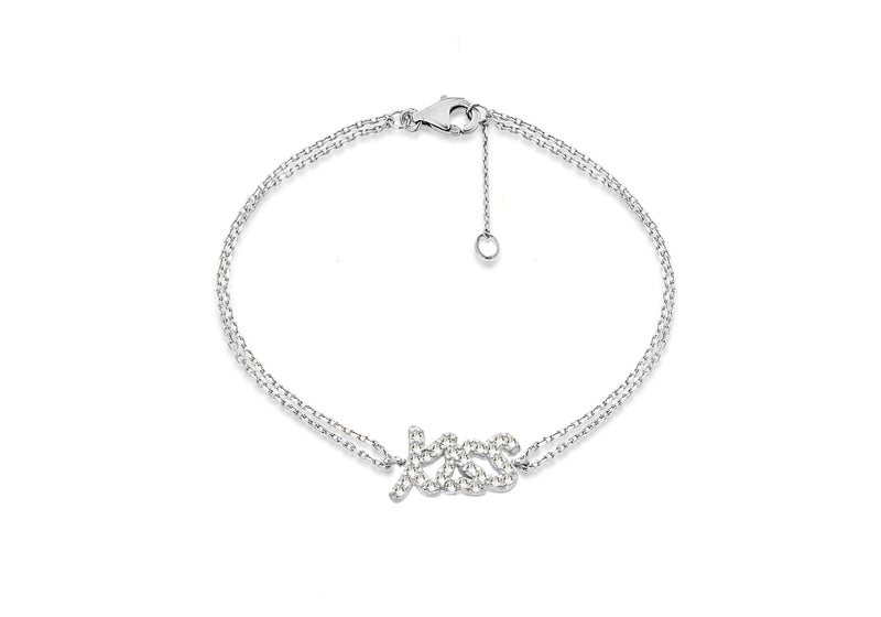 Sterling Silver Zirconia  'Kiss' Bracelet 19m/7.5"9
