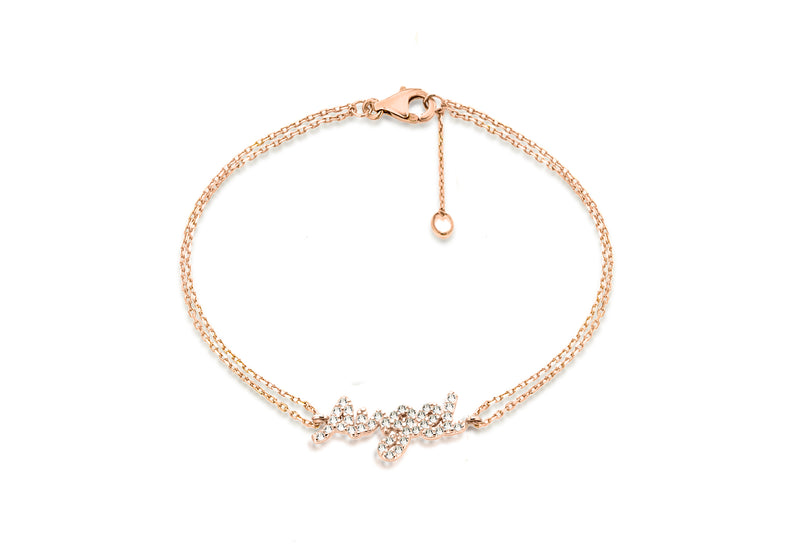 Sterling Silver Rose Gold Plated Zirconia  'Angel' Bracelet 19m/7.5"9