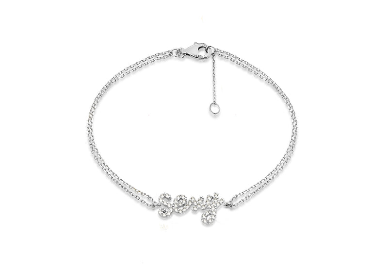 Sterling Silver Zirconia  'Sexy' Bracelet 19m/7.5"9