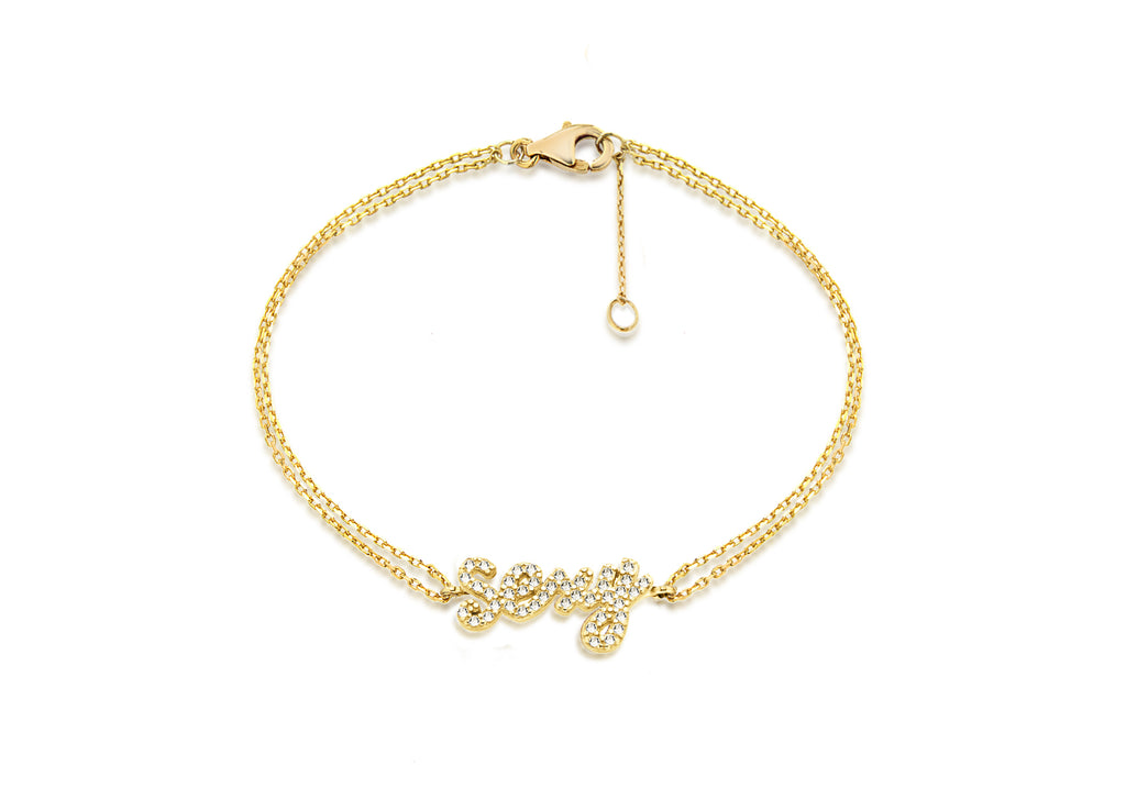 Sterling Silver Gold Plated Zirconia  'Sexy' Bracelet 19m/7.5"9