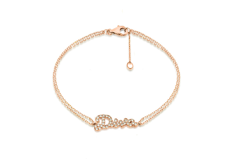 Sterling Silver Rose Gold Plated Zirconia  'Diva' Bracelet 19m/7.5"9