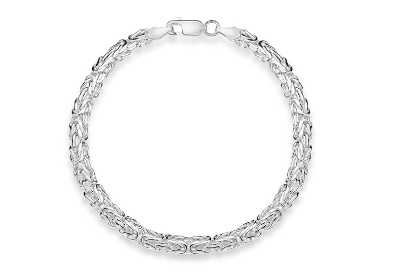 Sterling Silver Flat Byzantine Chain Bracelet 19m/7.5"9