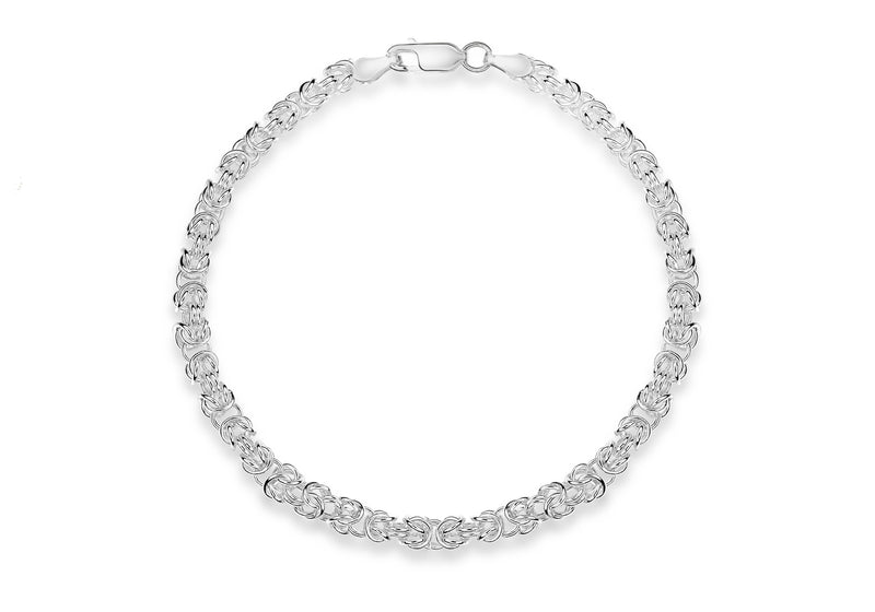 Sterling Silver Round Byzantine Chain Bracelet 19m/7.5"9