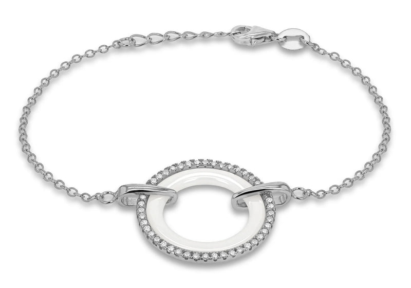 Sterling Silver Pave Set White Zirconia Ring Bracelet