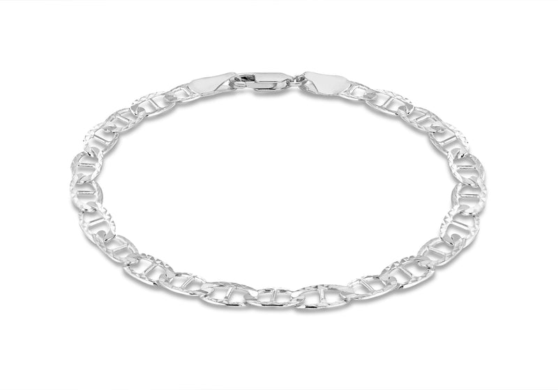 Sterling Silver 120 Diamond Cut Rambo Chain Bracelet 19m/7.5"9