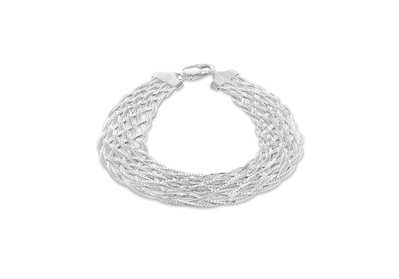 Sterling Silver 10 Strand Plait Flat Herringbone Bracelet 19m/7.5"9