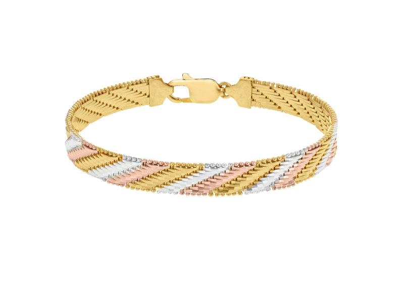 Sterling Silver 2-Tone Woven Bracelet 19m/7.5"9