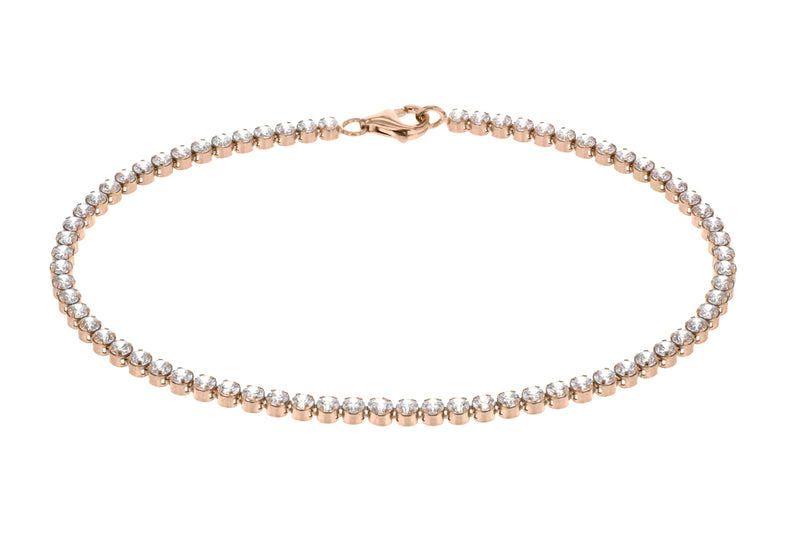 Sterling Silver Rose Gold Plated Zirconia  Tennis Bracelet 19m/7.5"9