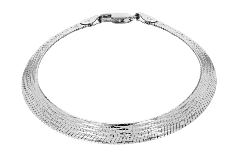 Sterling Silver 6.8mm Diamond Cut Herringbone Bracelet 19m/7.5"9