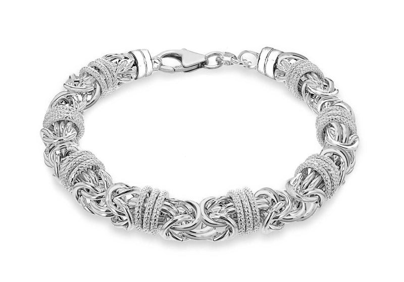 Sterling Silver hunky Byzantine & Rings Bracelet