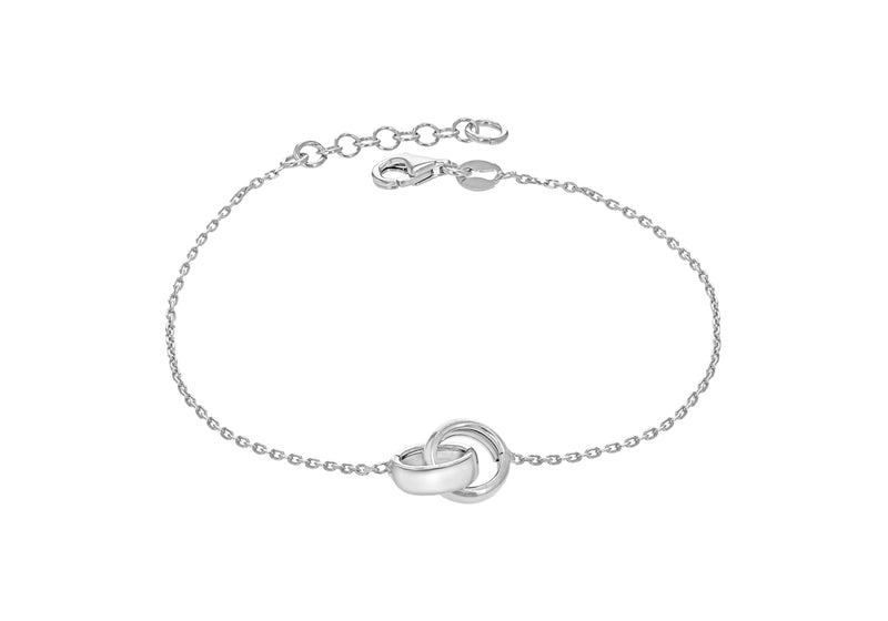 Sterling Silver Rhodium Plated Linked Rings Bracelet 18m/7"-20m/8"9