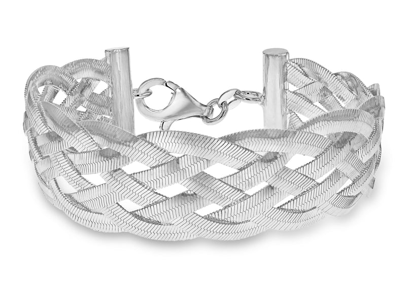 Sterling Silver Six Strand Plaited Herringbone Bracelet 19m/7.5"9