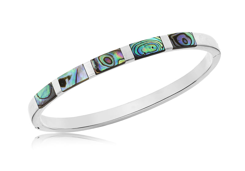 Sterling Silver Paua Shell 5mm Bangle