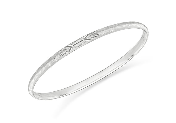 Sterling Silver Diamond Cut Bangle