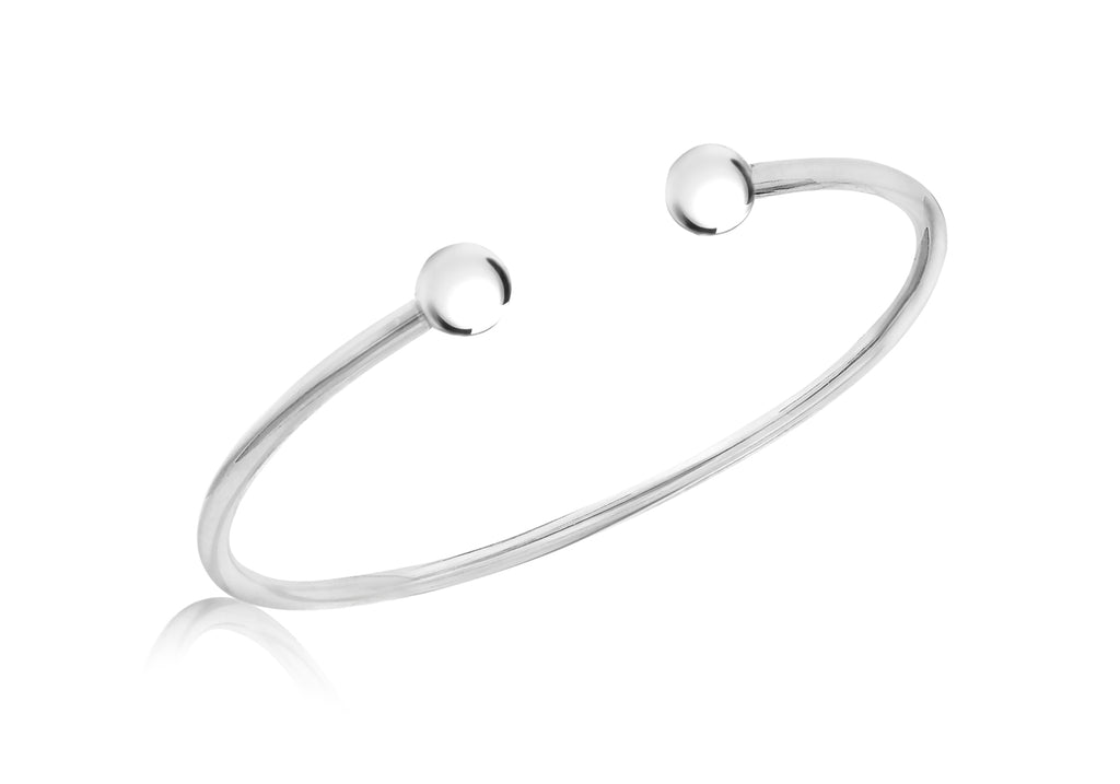 Sterling Silver Ball Bead Torque Bangle