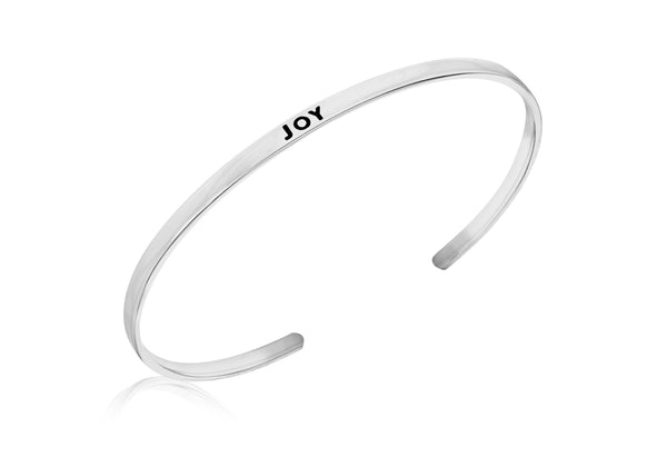 Sterling Silver 'Joy' Message uff Bangle