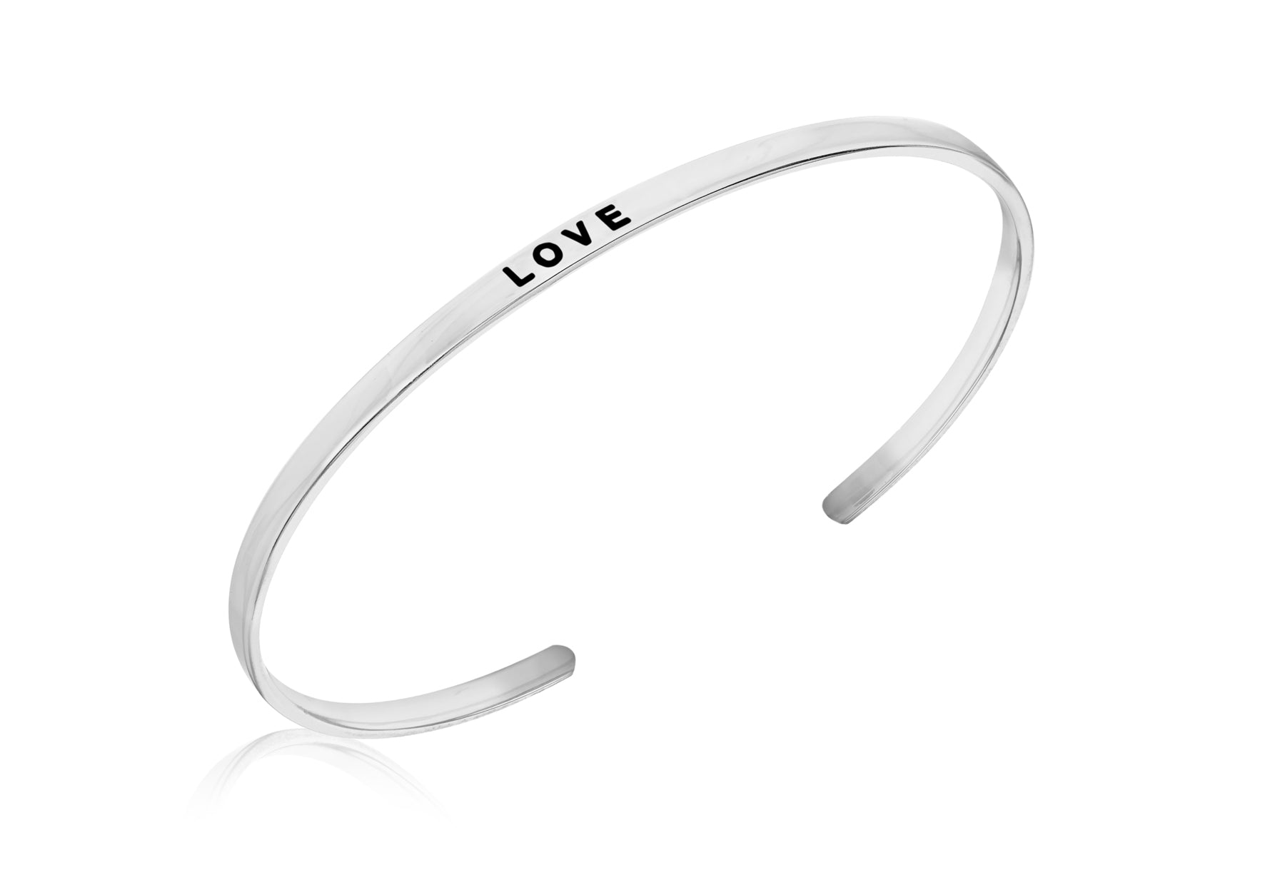Sterling Silver 'Love' Message uff Bangle