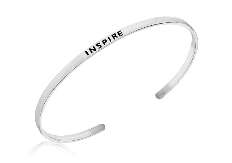 Sterling Silver 'Inspire' Message uff Bangle