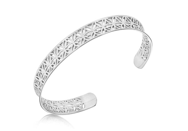 Sterling Silver Daisy Torque Bangle