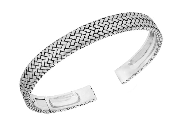 Sterling Silver Oxidised  9.2mm Herringbone Bangle