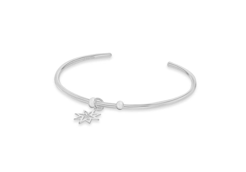 Sterling Silver Zirconia  Hanging CutoCut-Star Bangle