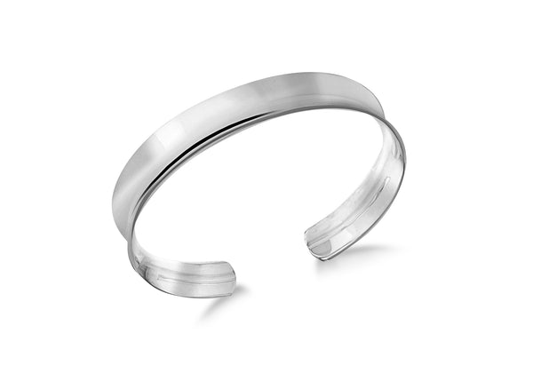 Sterling Silver Curved Recessed Bangle