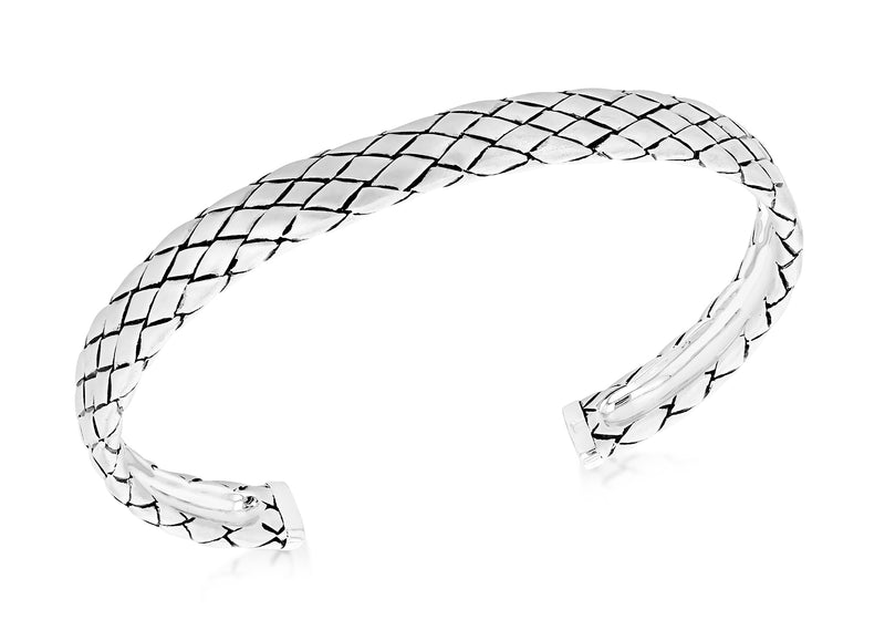 Sterling Silver Satin Weave Bangle