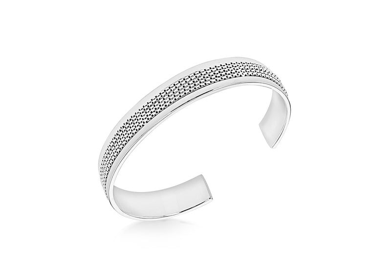 Sterling Silver Mesh Lattice Cuff Bangle