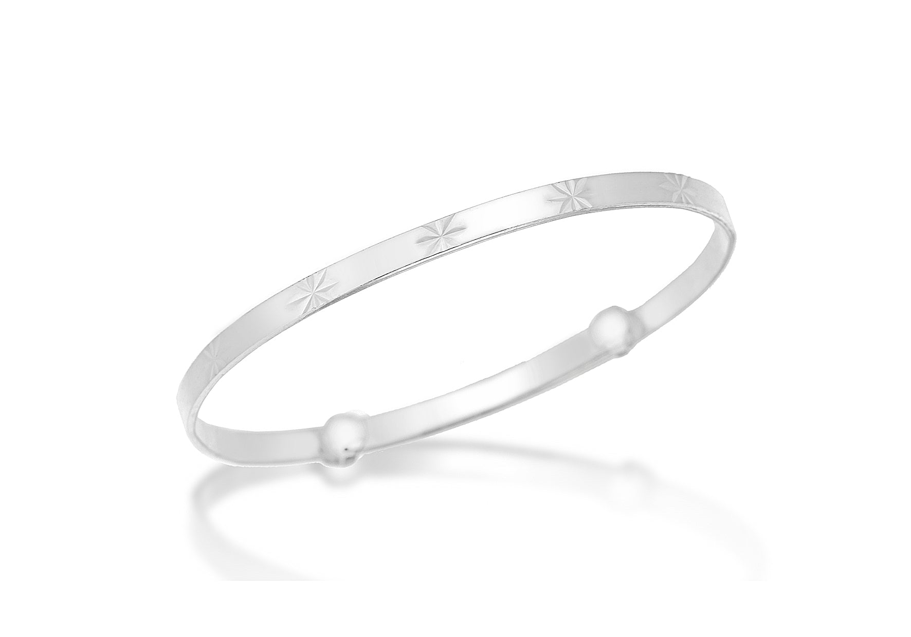 Sterling Silver Diamond Cut Stars Child's Bangle