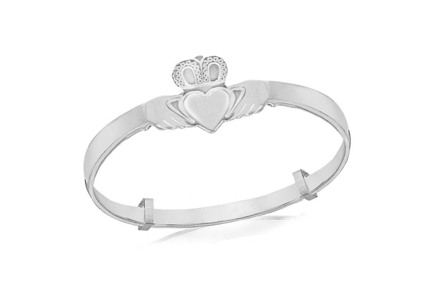 Sterling Silver Claddagh Expandable Baby Bangle