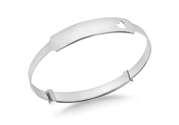 Sterling Silver Heart ID Extendable Baby Bangle