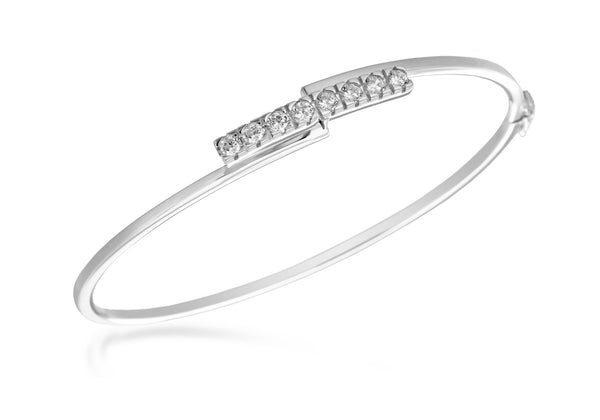 Sterling Silver Zirconia  Bar Bangle