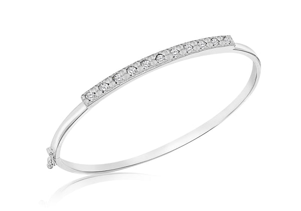 Sterling Silver Zirconia  11-Stone 4mm Bangle