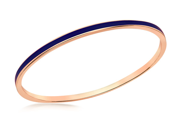 Sterling Silver Rose Gold Plated 3mm Navy Blue Stacking Bangle