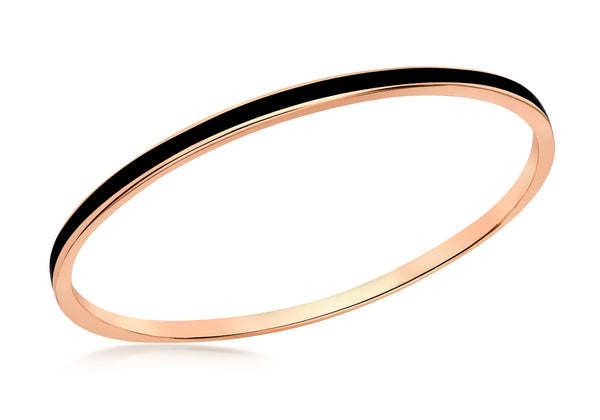 Sterling Silver Rose Gold Plated 3mm Black Stacking Bangle